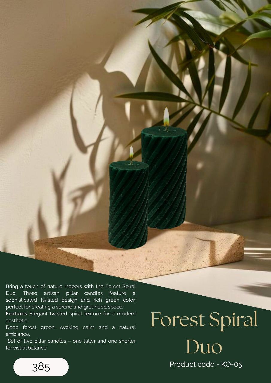 Forest Spiral Duo – Nature’s Calm, Sculpted in Wax